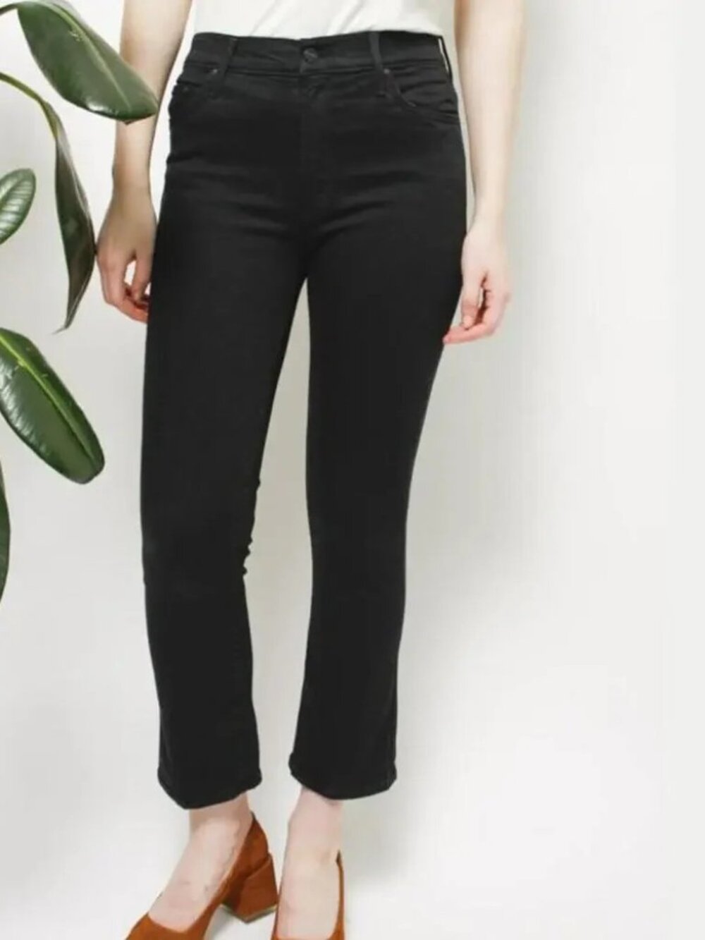 MOTHER womens JEANS washed black INSIDER CROP high waist DENIM SIZE 30
